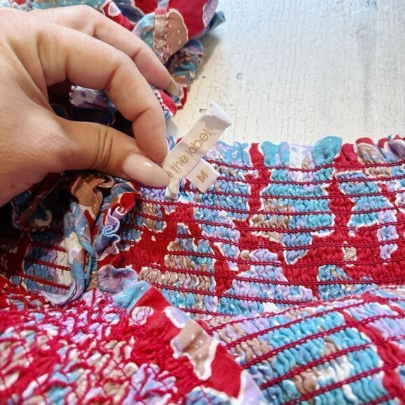 Love the Label Frenchie Smocked Dress, Blue & Red Size M - Picture 4 of 4